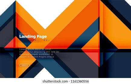 Square shape geometric abstract background, landing page web design template. Vector illustration