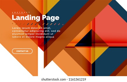 Square shape geometric abstract background, landing page web design template. Vector illustration