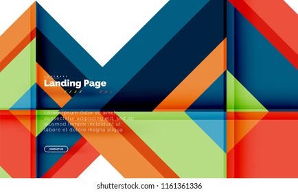 Square shape geometric abstract background, landing page web design template. Vector illustration