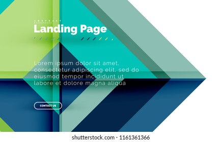 Square shape geometric abstract background, landing page web design template. Vector illustration