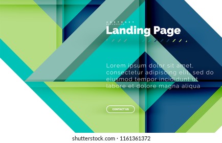 Square shape geometric abstract background, landing page web design template. Vector illustration