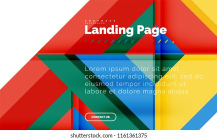 Square shape geometric abstract background, landing page web design template. Vector illustration