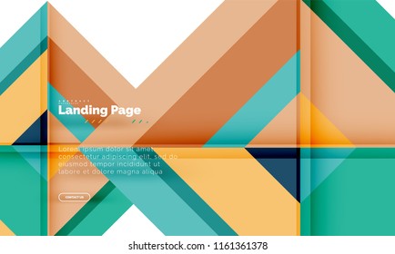 Square shape geometric abstract background, landing page web design template. Vector illustration