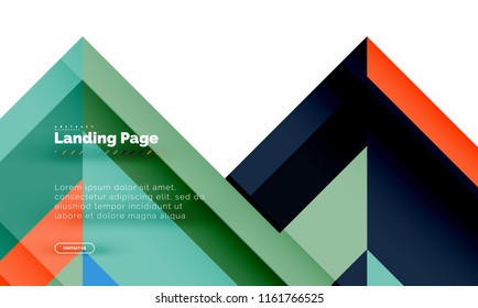 Square shape geometric abstract background, landing page web design template. Vector illustration