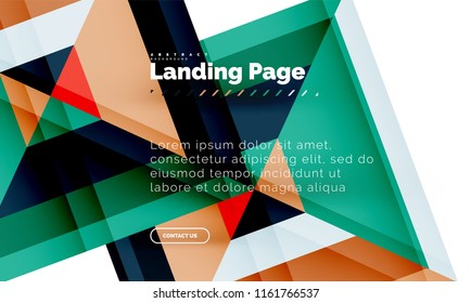 Square shape geometric abstract background, landing page web design template. Vector illustration