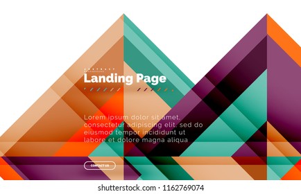 Square shape geometric abstract background, landing page web design template. Vector illustration