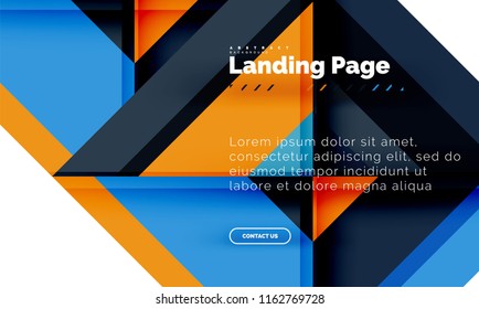 Square shape geometric abstract background, landing page web design template. Vector illustration