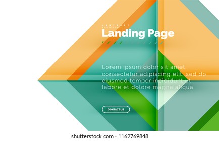 Square shape geometric abstract background, landing page web design template. Vector illustration