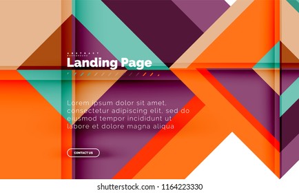 Square shape geometric abstract background, landing page web design template. Vector illustration
