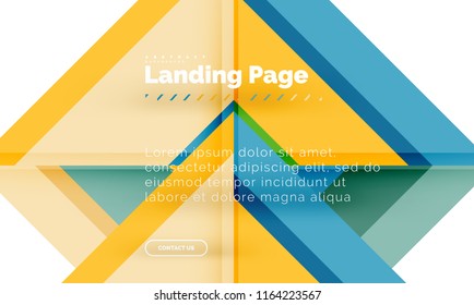Square shape geometric abstract background, landing page web design template. Vector illustration