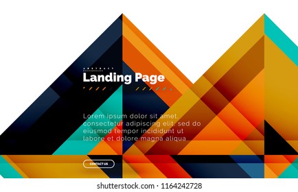 Square shape geometric abstract background, landing page web design template. Vector illustration