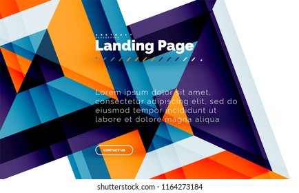 Square shape geometric abstract background, landing page web design template. Vector illustration