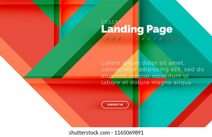Square shape geometric abstract background, landing page web design template. Vector illustration