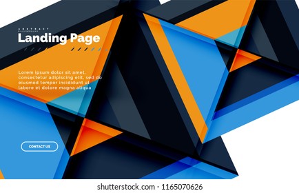 Square shape geometric abstract background, landing page web design template. Vector illustration