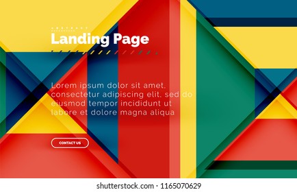Square shape geometric abstract background, landing page web design template. Vector illustration