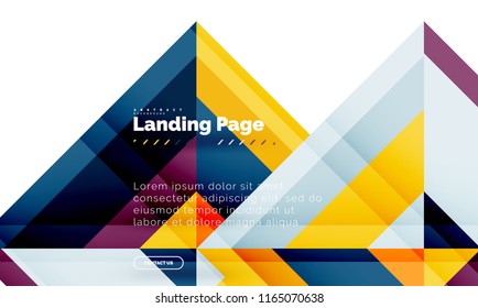 Square shape geometric abstract background, landing page web design template. Vector illustration