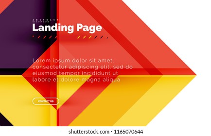 Square shape geometric abstract background, landing page web design template. Vector illustration