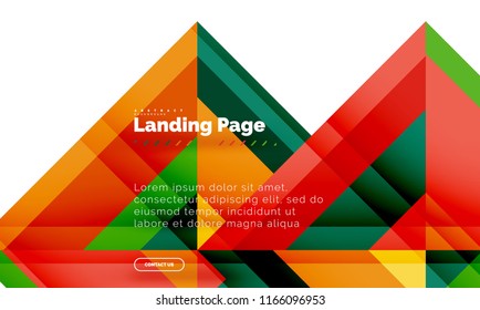Square shape geometric abstract background, landing page web design template. Vector illustration