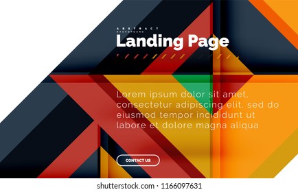 Square shape geometric abstract background, landing page web design template. Vector illustration