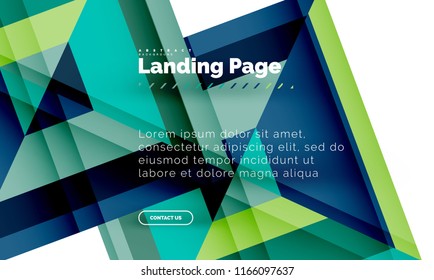 Square shape geometric abstract background, landing page web design template. Vector illustration