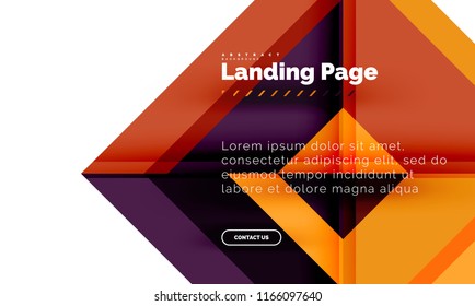 Square shape geometric abstract background, landing page web design template. Vector illustration