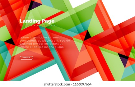 Square shape geometric abstract background, landing page web design template. Vector illustration