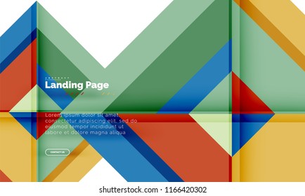 Square shape geometric abstract background, landing page web design template. Vector illustration