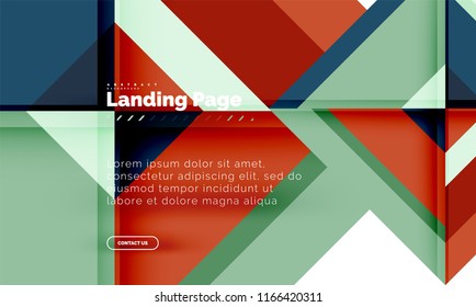 Square shape geometric abstract background, landing page web design template. Vector illustration