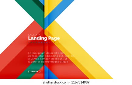 Square shape geometric abstract background, landing page web design template. Vector illustration