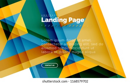 Square shape geometric abstract background, landing page web design template. Vector illustration
