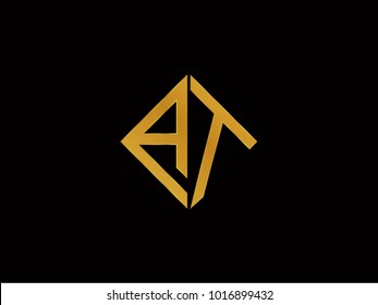 AT square shape Gold color logo
