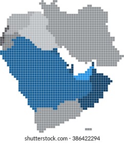 Square shape of Gulf countries and nearby countries map. Vector illustration