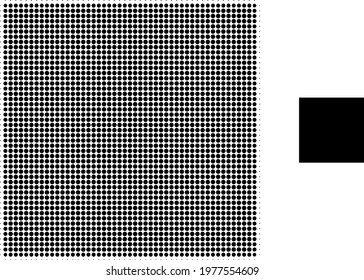 Square shape halftone dotted icon illustration. Halftone pattern contains round dots. Vector illustration of square shape icon on a white background. Flat abstraction for square shape symbol.