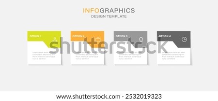 Square shape infographic design with 4 step business process. Eps 10