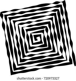 Square shape as a labyrinth of uneven, changing the thickness of the lines. The element of design to create abstract layouts, covers, print on paper, fabric, wrap. Vector illustration