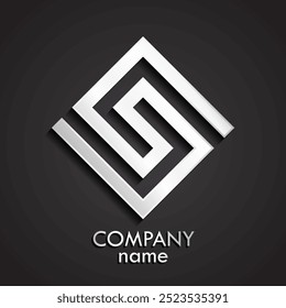 quadratische Form Linie 3D geometrische Silber Logo-Design