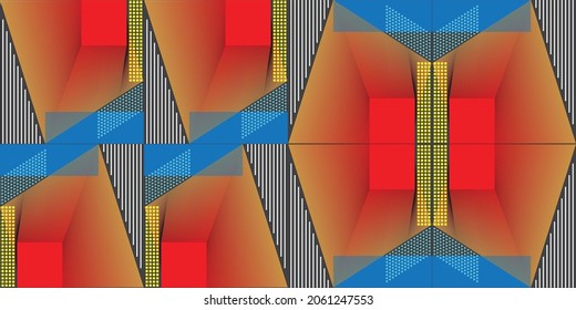 Square shape lines memphis style abstract pattern vector