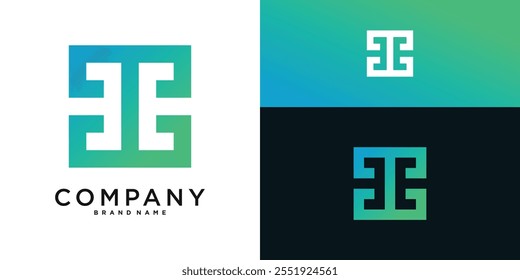 Design de logotipo de forma quadrada com concapt criativo para a empresa. Vetor Premium