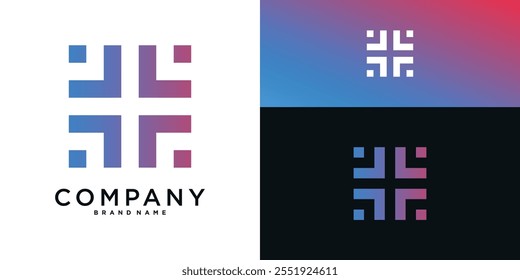Square shape logo design with creative concapt for company. Premium Vector