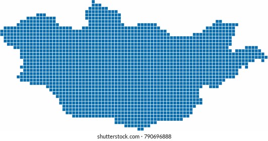 Square shape Mongolia map on white background, vector illustration.