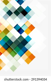 Square shape mosaic pattern design. Universal modern composition. Clean colorful mosaic tile background with copyspace. Abstract background, online presentation website element or mobile app cover 