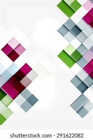 Square shape mosaic pattern design. Universal modern composition. Clean colorful mosaic tile background with copyspace. Abstract background, online presentation website element or mobile app cover 