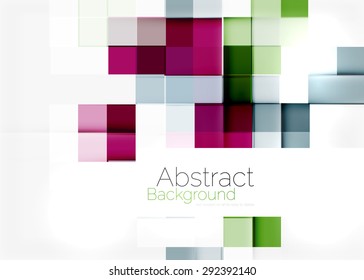 Square shape mosaic pattern design. Universal modern composition. Clean colorful mosaic tile background with copyspace. Abstract background, online presentation website element or mobile app cover 