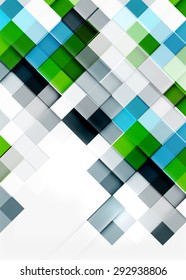 Square shape mosaic pattern design. Universal modern composition. Clean colorful mosaic tile background with copyspace. Abstract background, online presentation website element or mobile app cover 