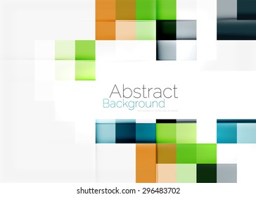 Square shape mosaic pattern design. Universal modern composition. Clean colorful mosaic tile background with copyspace. Abstract background, online presentation website element or mobile app cover 