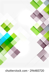 Square shape mosaic pattern design. Universal modern composition. Clean colorful mosaic tile background with copyspace. Abstract background, online presentation website element or mobile app cover 