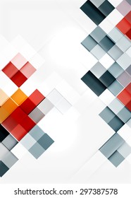 Square shape mosaic pattern design. Universal modern composition. Clean colorful mosaic tile background with copyspace. Abstract background, online presentation website element or mobile app cover 