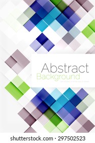 Square shape mosaic pattern design. Universal modern composition. Clean colorful mosaic tile background with copyspace. Abstract background, online presentation website element or mobile app cover 