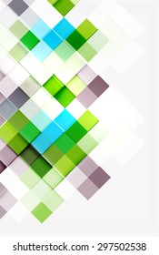 Square shape mosaic pattern design. Universal modern composition. Clean colorful mosaic tile background with copyspace. Abstract background, online presentation website element or mobile app cover 