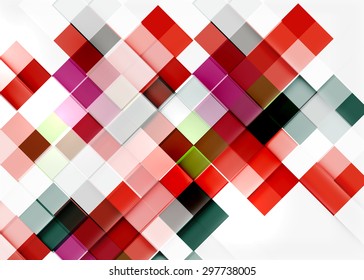 Square shape mosaic pattern design. Universal modern composition. Clean colorful mosaic tile background with copyspace. Abstract background, online presentation website element or mobile app cover 